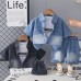 Children's summer denim short sleeved three piece set