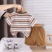 Children's clothing boys' summer striped short sleeved two-piece set