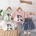 Children's casual baby girl thin letter short sleeved summer two-piece set