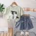Children's casual baby girl thin letter short sleeved summer two-piece set
