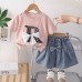 Children's casual baby girl thin letter short sleeved summer two-piece set