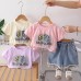 Children's summer letter short sleeved clothes for girls