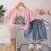 Children's summer letter short sleeved clothes for girls