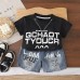 Children's Summer Short Sleeve Letter Print Two-Piece Set