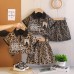 Children's leopard print short sleeved two-piece set
