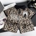Children's leopard print short sleeved two-piece set