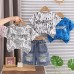 Children's round neck short sleeved two-piece set