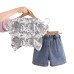 Children's round neck short sleeved two-piece set
