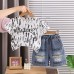 Children's round neck short sleeved two-piece set