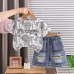 Children's round neck short sleeved two-piece set