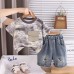 Summer letter round neck casual short sleeved two-piece set