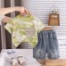 Summer letter round neck casual short sleeved two-piece set