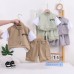 Children's summer stand collar workwear short sleeved two-piece set