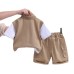 Children's summer stand collar workwear short sleeved two-piece set