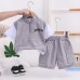 Children's summer stand collar workwear short sleeved two-piece set