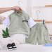 Children's summer stand collar workwear short sleeved two-piece set