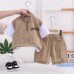 Children's summer stand collar workwear short sleeved two-piece set