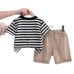 Children's striped round neck two-piece set Children's striped round neck two-piece set
