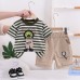 Children's striped round neck two-piece set Children's striped round neck two-piece set