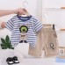Children's striped round neck two-piece set Children's striped round neck two-piece set