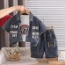 Children's clothing summer baby denim short sleeved three piece set