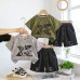 Geometric short sleeved two-piece boys' clothing set for children