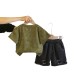 Geometric short sleeved two-piece boys' clothing set for children