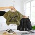 Geometric short sleeved two-piece boys' clothing set for children
