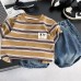 Casual striped round neck short sleeved two-piece set