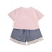 Children's round neck short sleeved two-piece suit