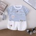 Striped round neck short sleeved children's thin clothing