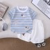 Striped round neck short sleeved children's thin clothing