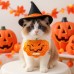 Pet Accessory Halloween Gold Label Knit Bandana Cat Dog Bib Ghost Festival Cartoon Pumpkin Tied Neckwear