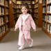Children's hooded long sleeved three piece set of clothing