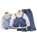 Cowboy camisole long sleeved three piece children's clothing set