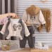 Casual cartoon hooded long sleeved three piece set for babies Casual cartoon hooded long sleeved three piece set for babies