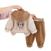 Casual cartoon hooded long sleeved three piece set for babies Casual cartoon hooded long sleeved three piece set for babies