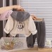 Casual cartoon hooded long sleeved three piece set for babies Casual cartoon hooded long sleeved three piece set for babies