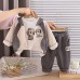 Casual cartoon hooded long sleeved three piece set for babies Casual cartoon hooded long sleeved three piece set for babies
