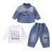 Cowboy long sleeved three piece set baby spring and autumn clothes