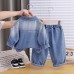 Cowboy long sleeved three piece set baby spring and autumn clothes