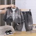 Cowboy long sleeved three piece set baby spring and autumn clothes