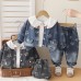 Children's Spring and Autumn Baby Girl Cowboy Long Sleeve Three Piece Set