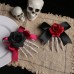 Halloween Skull Skeleton Hand Hair Clip, Ghost Festival Horror Rose Bow Ghost Hand Side Hair Clip