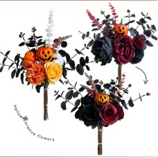 Halloween Decorative Flower Bouquet Pumpkin Flower Bundle Colorful Artificial Flowers for Halloween Home Party Decoration