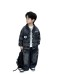 Children's Spring and Autumn plaid denim long sleeved three piece set