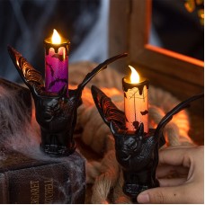 Halloween Decorative Candle Night Light, Halloween Decoration Prop, Candle Holder Ornament, LED Electronic Candle, Party Prop