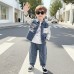 Children's denim splicing long sleeved three piece set autumn clothes