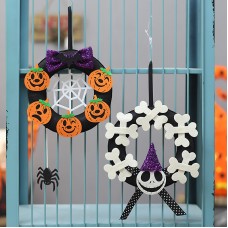Halloween Pumpkin Skull Decoration Wreath Vine Ring Festival Hanging Ornament Decorative Props