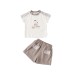 Children's Short Sleeve Cartoon Print Two-Piece Set